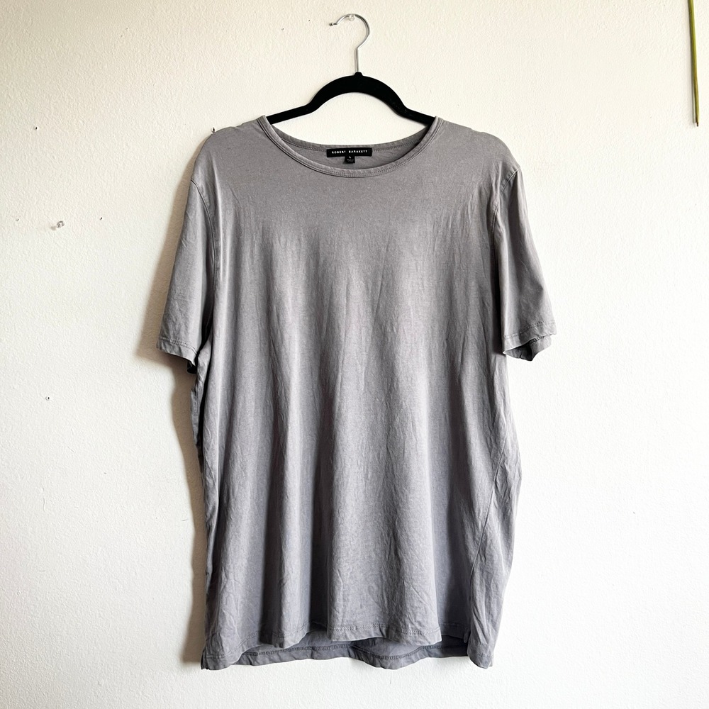 Robert Barakett T-Shirt Men's 100% Cotton Crew Neck Short Sleeve Gray Size Large